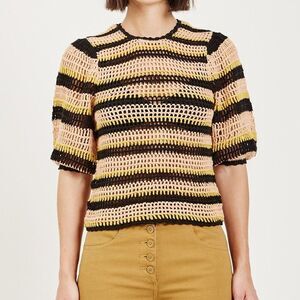 NWT Ulla Johnson Amata Crochet Open Knit Top in Sunflower Cottagecore Bohemian M